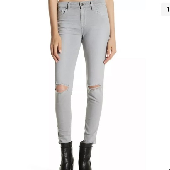 Joe's Jeans Women 27 Skinny Ankle Gray Alloy Distressed Denim Raw Hem Stretch C - Picture 2 of 8